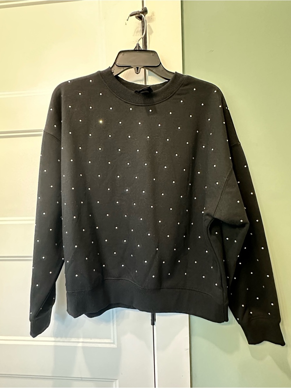 Black Embellished Crewneck Sweater for Men
